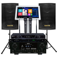 奔腾(BNTN)家庭KTV音响点歌机套装家用卡包功放卡拉OK无线U段话筒效果器客厅小型唱歌k歌会议室演出8200配豪庭黑