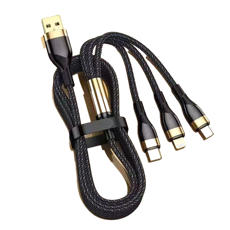 龙觇 6A数据线三合一充电线超级快充一拖三适用于苹果华为type c安卓手机