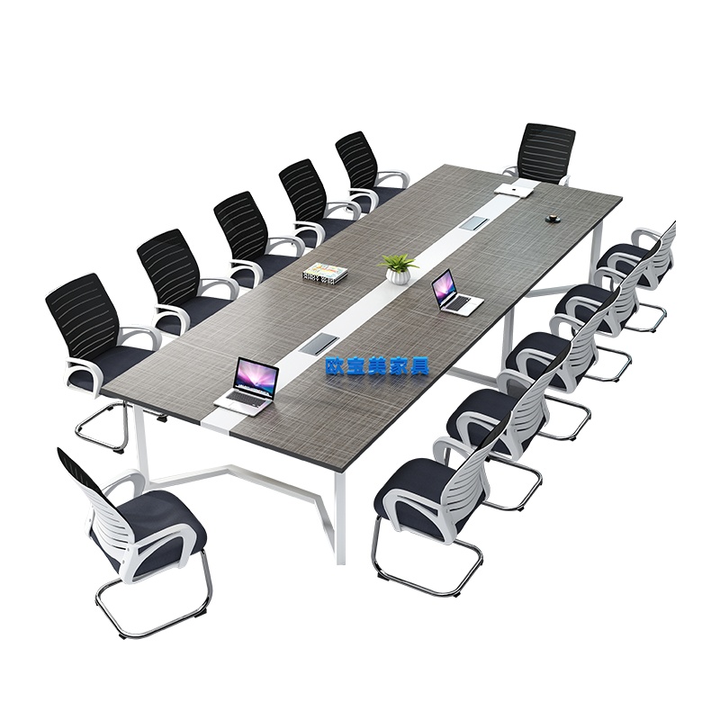 全简办公家具现代简约会议桌办公桌板式长条桌培训桌布纹