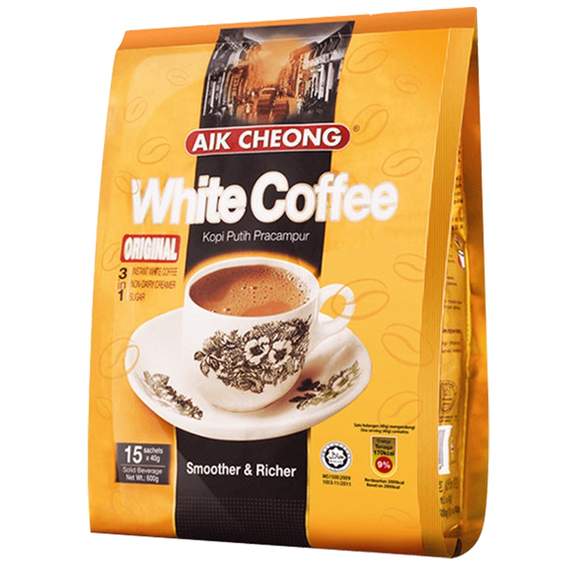 [三合一更省心]益昌老街(AIK CHEONG)三合一白咖啡600g/袋 进口咖啡咖啡豆 咖啡粉 速溶咖啡 马来西亚进口