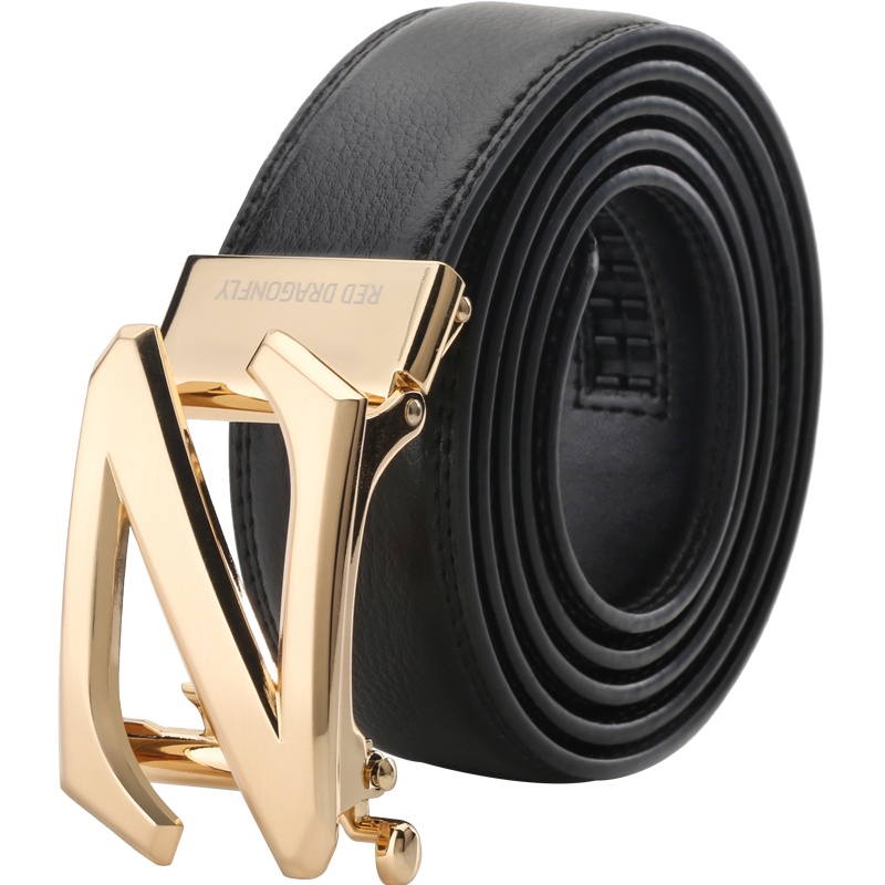 红蜻蜓正品男士商务正装皮带英伦休闲自动扣腰带青年百搭牛皮裤带