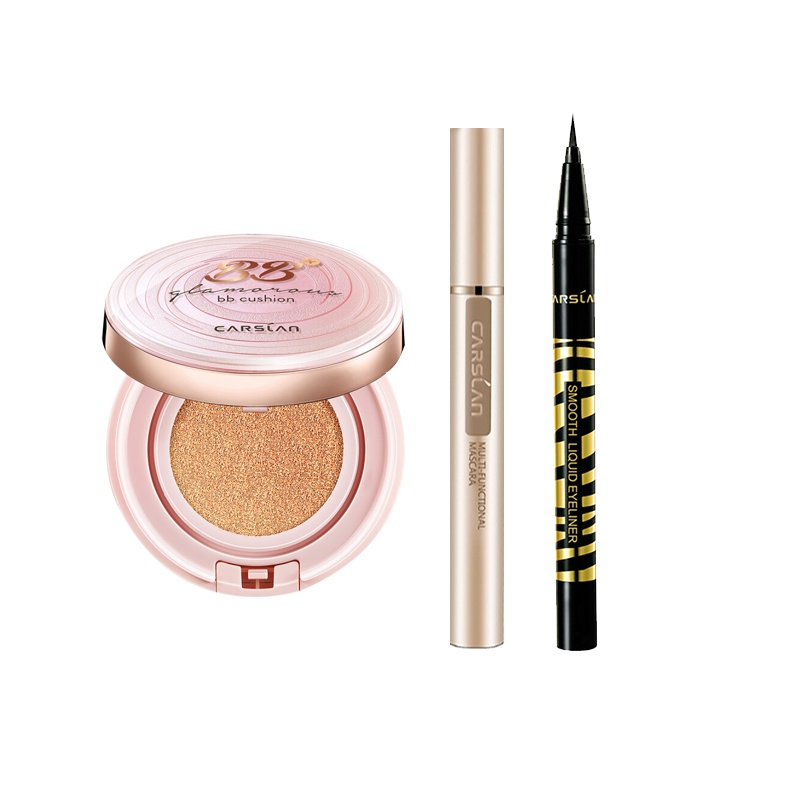 卡姿兰(CARSLAN) 美颜大咖组合(气垫BB霜01#粉嫩浅肤色+多效睫毛膏6g+零触感眼线笔0.55g)