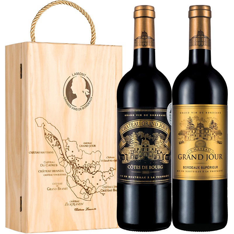 法国波尔多原瓶进口AOC级 加颂酒庄(珍藏+珍选)干红葡萄酒双支装 750ml*2