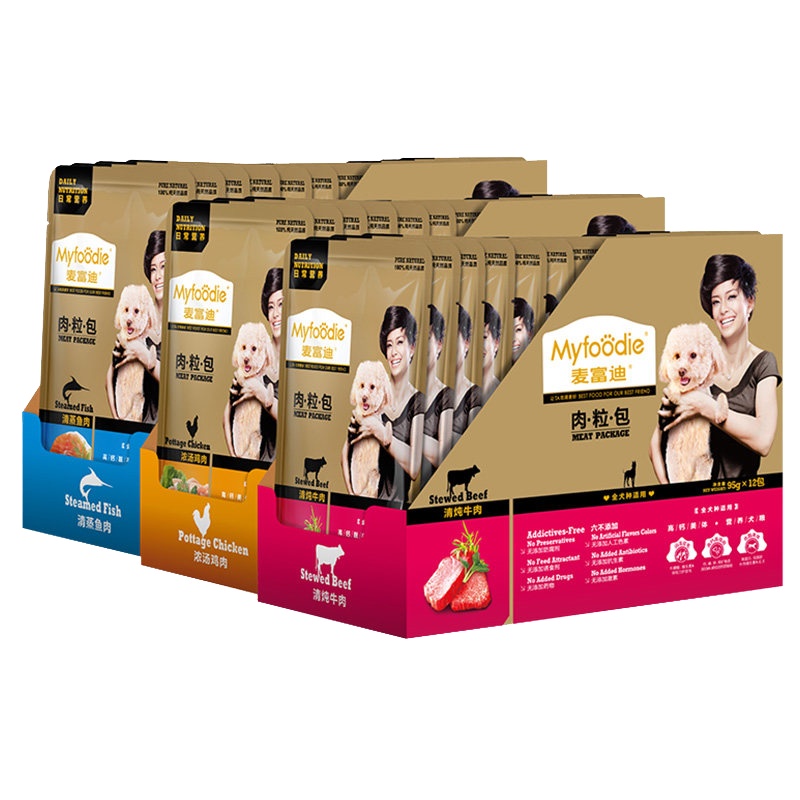 麦富迪狗湿粮浓汤鸡肉95g*12包妙鲜包 狗罐头 狗粮 浓汤鸡肉拌粮拌饭搭档