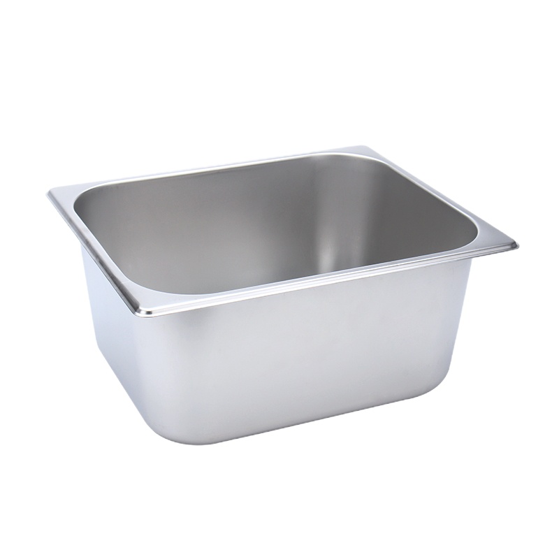 今创(jinchuang) 快餐车盛菜盆不锈钢6.5cm深食堂打菜份数盆餐盆冰淇淋1/2分数盘长方形带盖4.5L份数盒