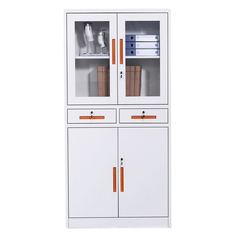 卓澳(ZHUOAO)文件柜办公柜钢制铁皮柜资料柜档案柜储物拆装柜中二斗橘拉手0.8mm