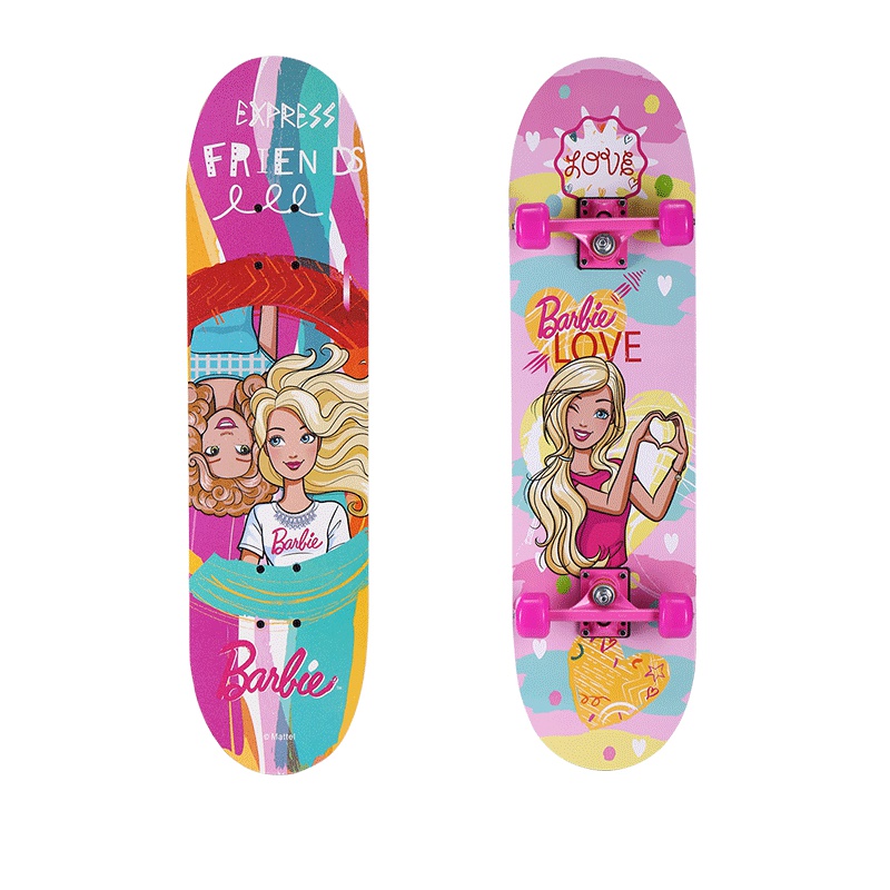 芭比(Barbie) 滑板初学者休闲滑板车女童儿童代步双翘板 四轮刷街公路板枫木专业滑板