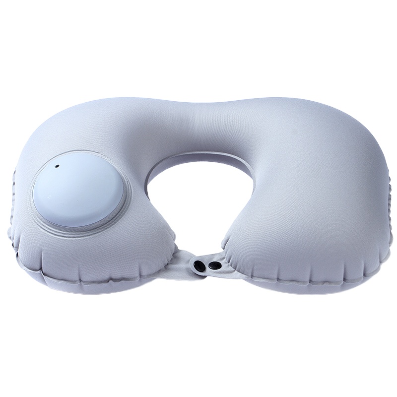 四万公里 U型枕 充气枕 按压自动充气 出差旅行便携护颈枕 午睡充气枕头 飞机火车汽车户外用品 SW9008 灰色