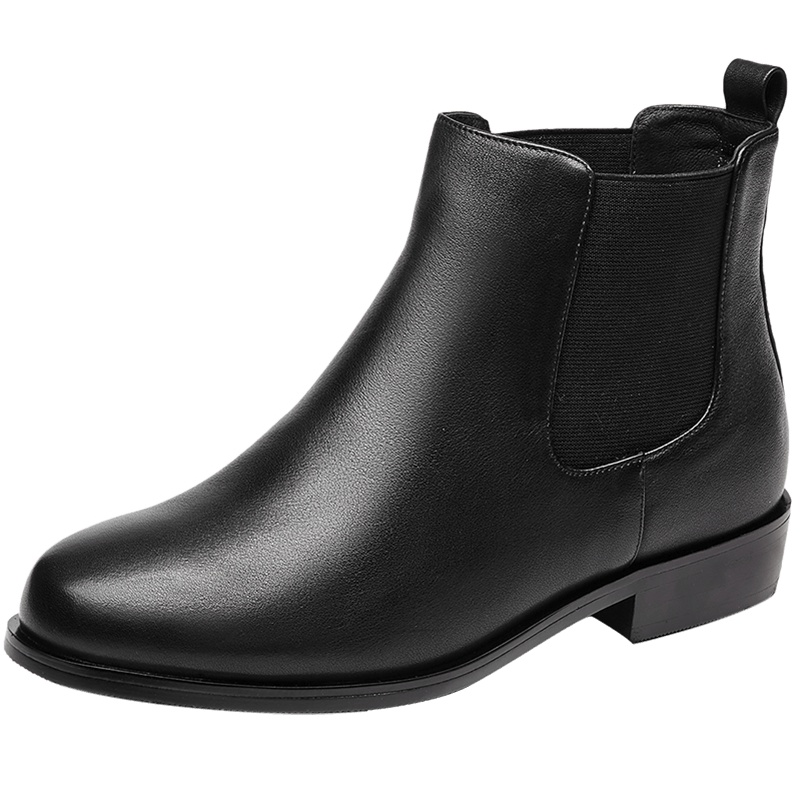 康奈女鞋 冬季女士新款方跟切尔西靴休闲圆头短筒靴欧美风靴子女15288014