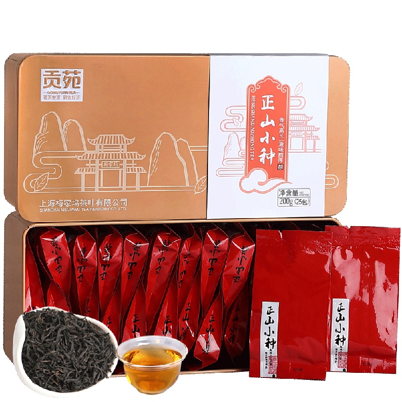 贡苑 茶叶 红茶 正山小种红茶 武夷红茶200g/罐