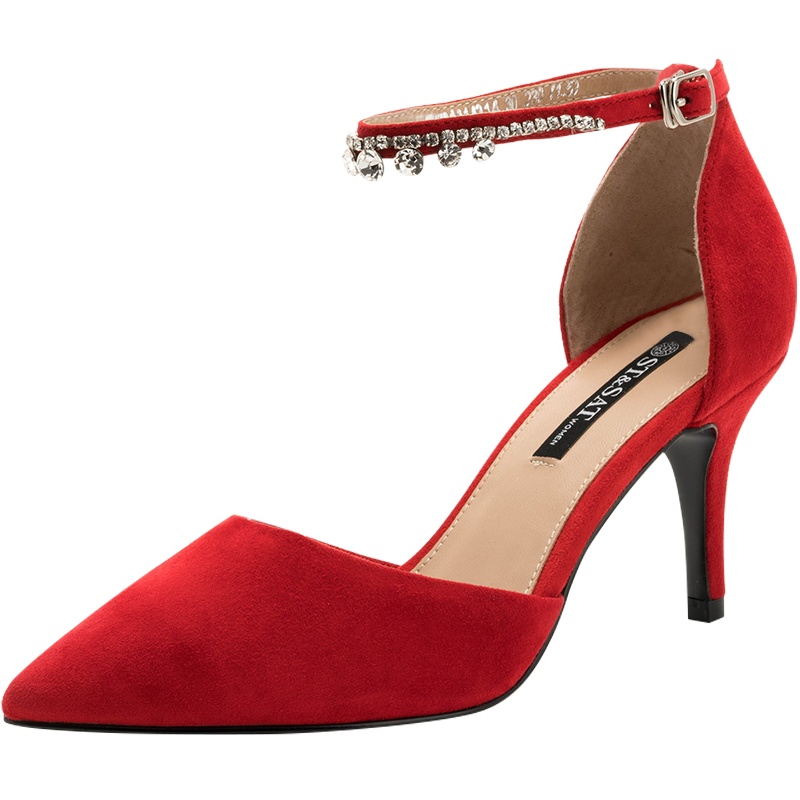 St&Sat星期六春夏羊反绒尖头细跟单鞋SS81114314