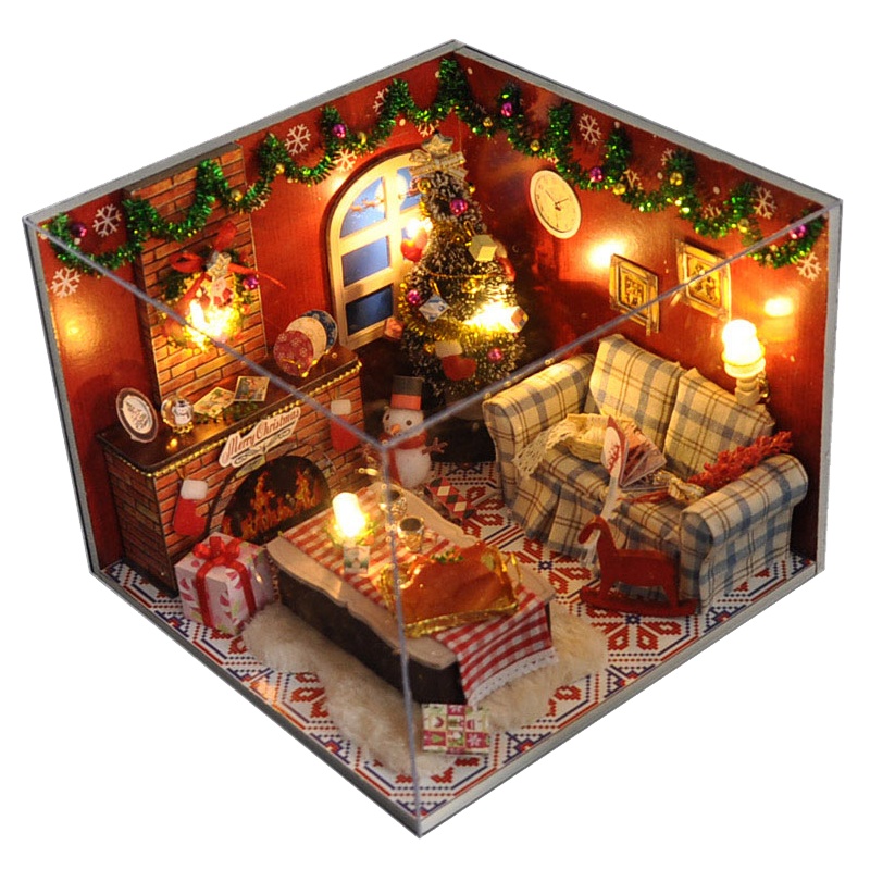 diy小屋北欧时光智扣手工制作圣诞礼物女生模型拼装小房子玩具女孩_北欧时光工具胶水罩