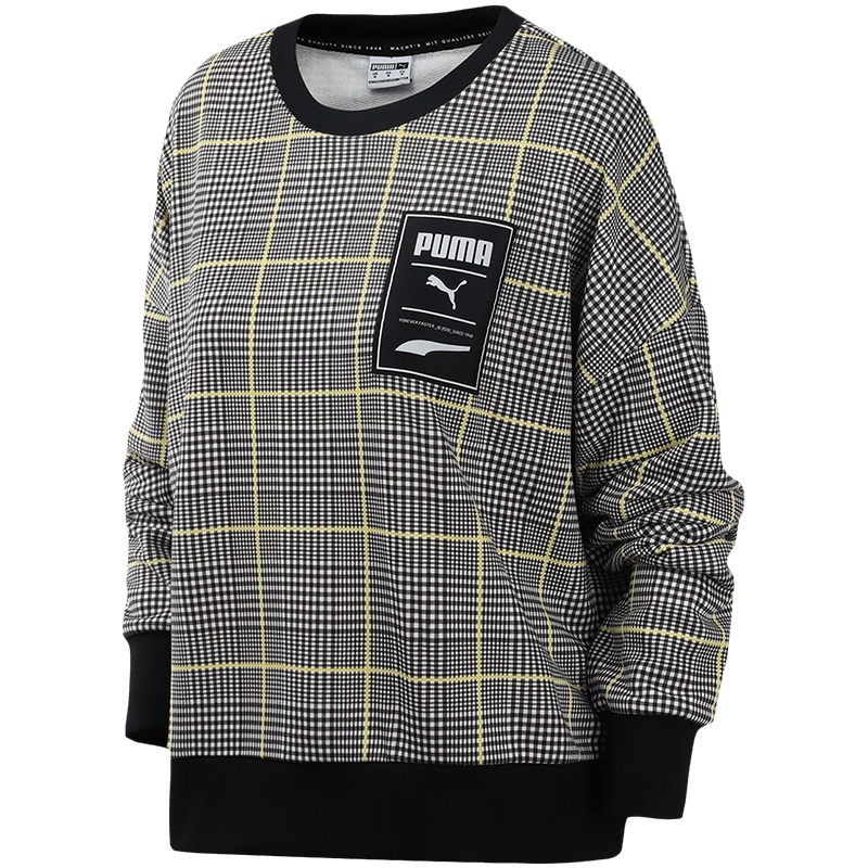 PUMA彪马女装运动服刘雯同款休闲复古格纹百搭卫衣597892