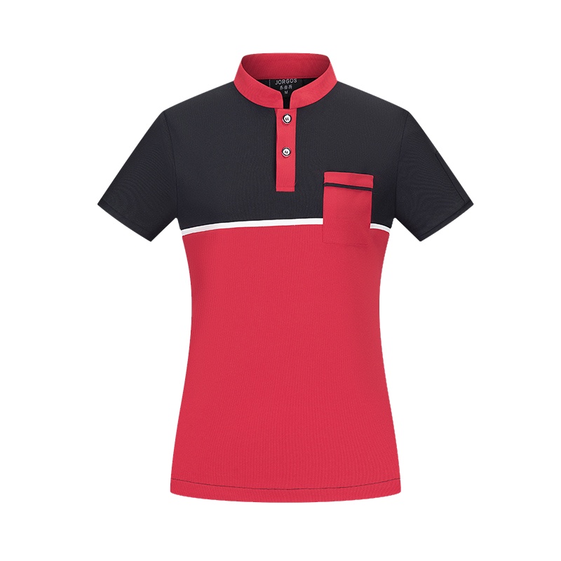 工作服T恤舒适透气男女同款上衣T恤拼色短袖服务员服装