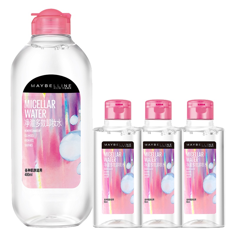 美宝莲(Maybelline)净澈多效卸妆套组685ml(400ml+95ml*3) 深层清洁 保湿不紧绷 多肤质适用