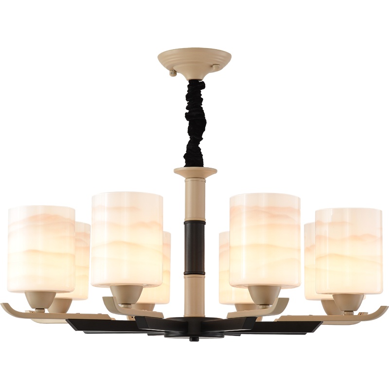 现代新中式复式楼大吊灯金色大气简约别墅客厅楼中楼跃层挑空楼层灯具