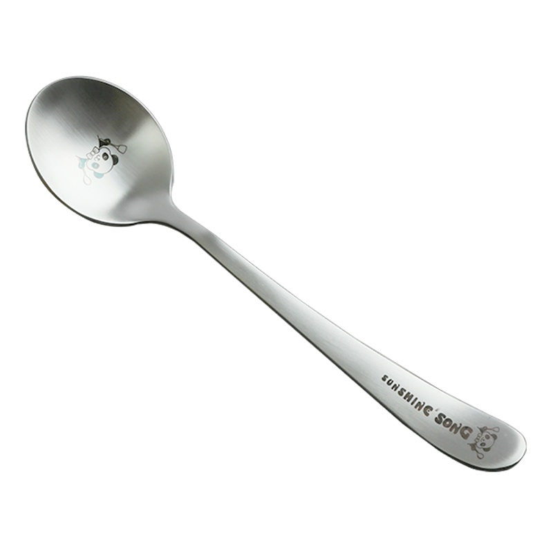 阳光飞歌 304不锈钢餐具勺子 韩式创意歪炳卡通儿童餐勺咖啡勺冰勺饭勺(中号圆形)7535