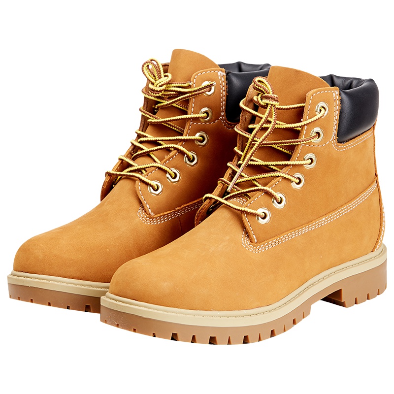 苏宁极物 英伦牛皮防水大黄靴男鞋女鞋通用马丁靴野外