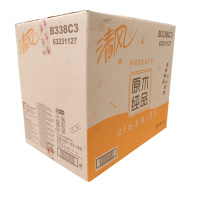 清风B338C3原木纯品盒装面巾纸 2层200抽 3盒/提 12提/箱