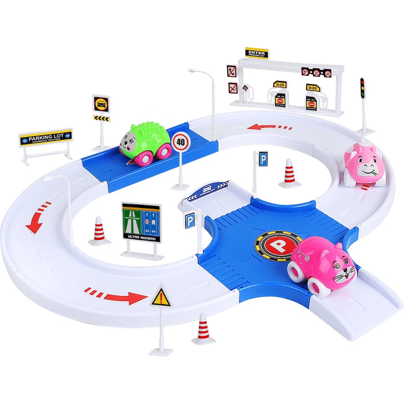 纽奇(Nukied)儿童益智玩具男孩女孩轨道车系列套装玩具模拟场景拼接轨道儿童益智玩具3只动物车[26件套]