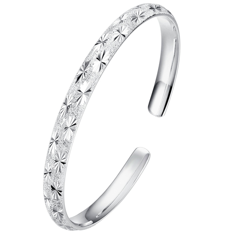 佰色传情满天星手镯女纯银实心999足银镯子时尚年轻款首饰礼物