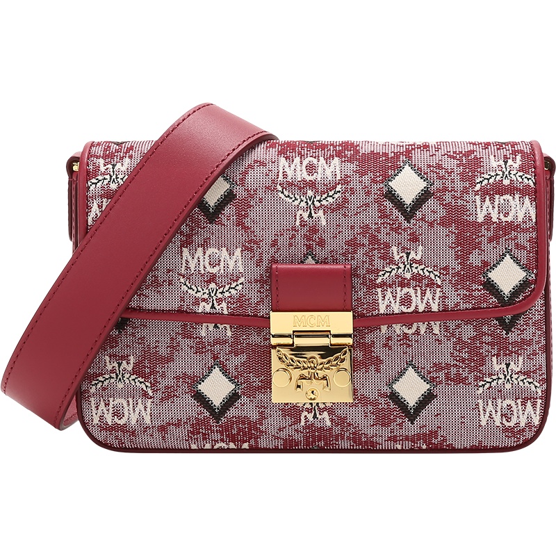 MCM 男女中性织物配皮Vintage Jacquard Monogram单肩斜挎包手拿包MWRBATQ04