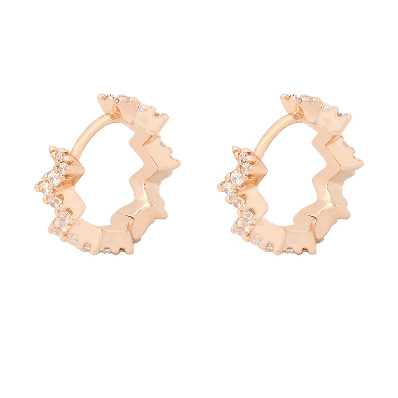 apm MONACO玫瑰金波浪Z字耳环女士 气质时尚潮式设计感925银耳饰