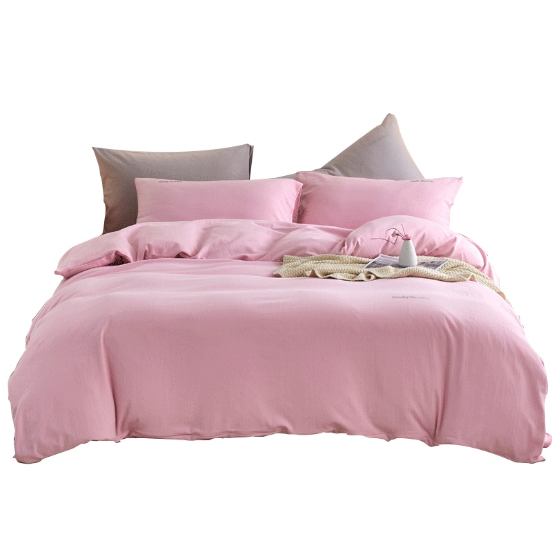 吉祥三宝双面针织四件套纯棉简约学生冬季保暖双人床婚庆家用套件