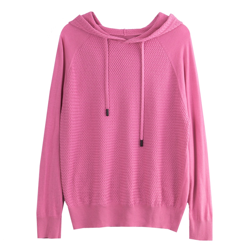 恒源祥女士纯羊毛衫秋冬羊毛针织女连帽套头毛衣宽松外穿打底衫