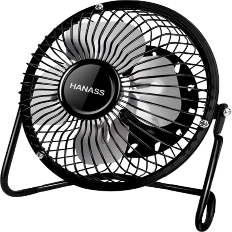 海纳斯(HANASS)电风扇FS0612 迷你学生宿舍床头usb桌面大风力 移动自然风台式机械版小风扇便携 黑色经典款