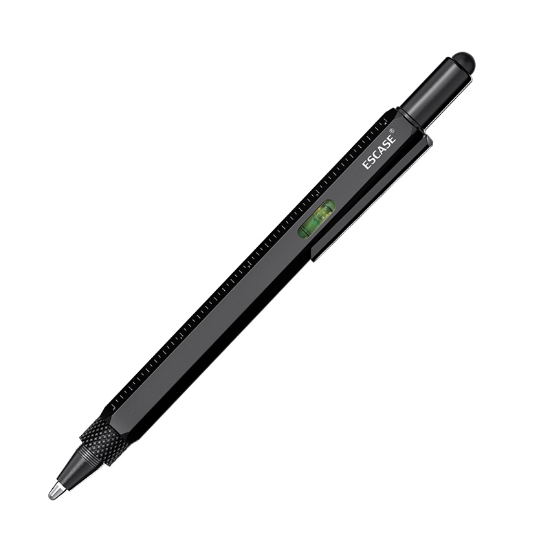 ESCASE 电容笔 多功能触屏笔 自带刻度尺/螺丝刀/水平仪/圆珠笔功能 设计办公学习笔 ES-MTP-01静谧黑