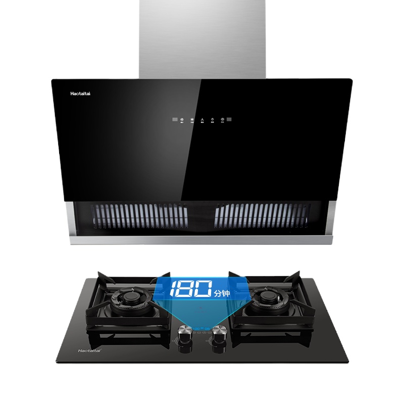 Haotaitai用心爱好太太油烟机燃气灶套装家用大吸力侧吸式D928+2195A-D定时灶5.2kw烟灶套餐-天然气
