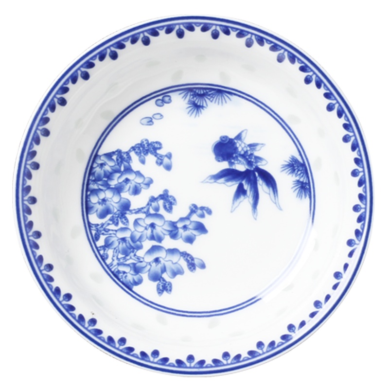 LICHEN 陶瓷味碟料碟小菜碟子景德镇青花玲珑瓷器金玉满堂餐具 直径10厘米 优品