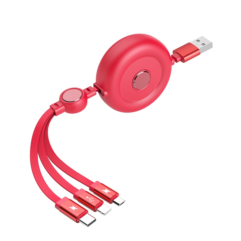 古尚古三合一数据线iPhone6s一拖三充电线器适用苹果8p华为手机快充[苹果TYPE-C安卓一拖三]白色 1.1米