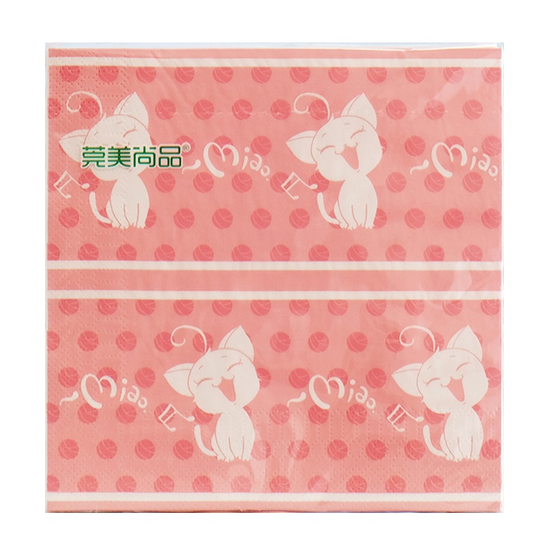 莞美尚品猫妖的诱惑萌动彩色餐巾纸原生木浆纸巾三层加厚家庭装1包