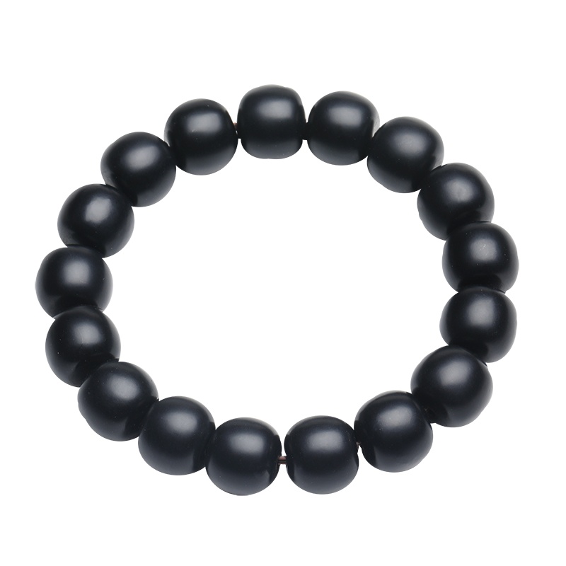 印象眸 和田玉手串 墨玉苹果珠老型珠男女款单圈手链 送证书