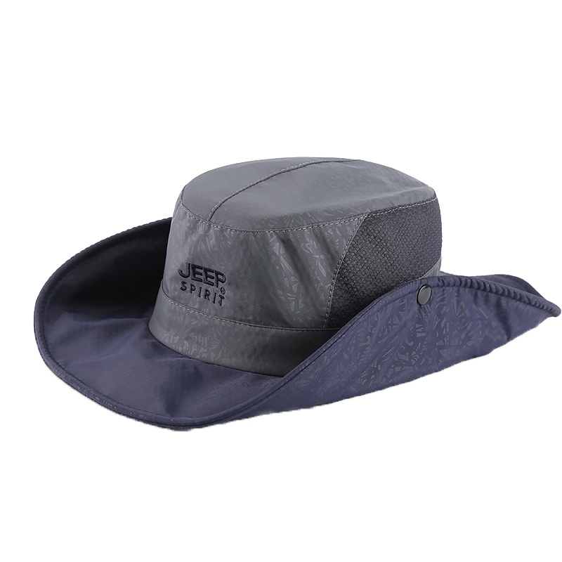 JEEP吉普遮阳帽男户外防晒大檐遮脸休闲男士透气钓鱼渔夫帽子