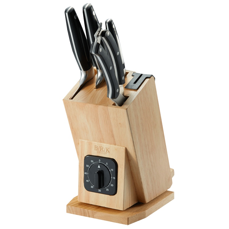 BRK Germany德国奥伯豪森刀具五件套 全套厨房刀具 德国钼钒钢 切菜刀三德刀水果刀厨房剪旋转橡木刀座