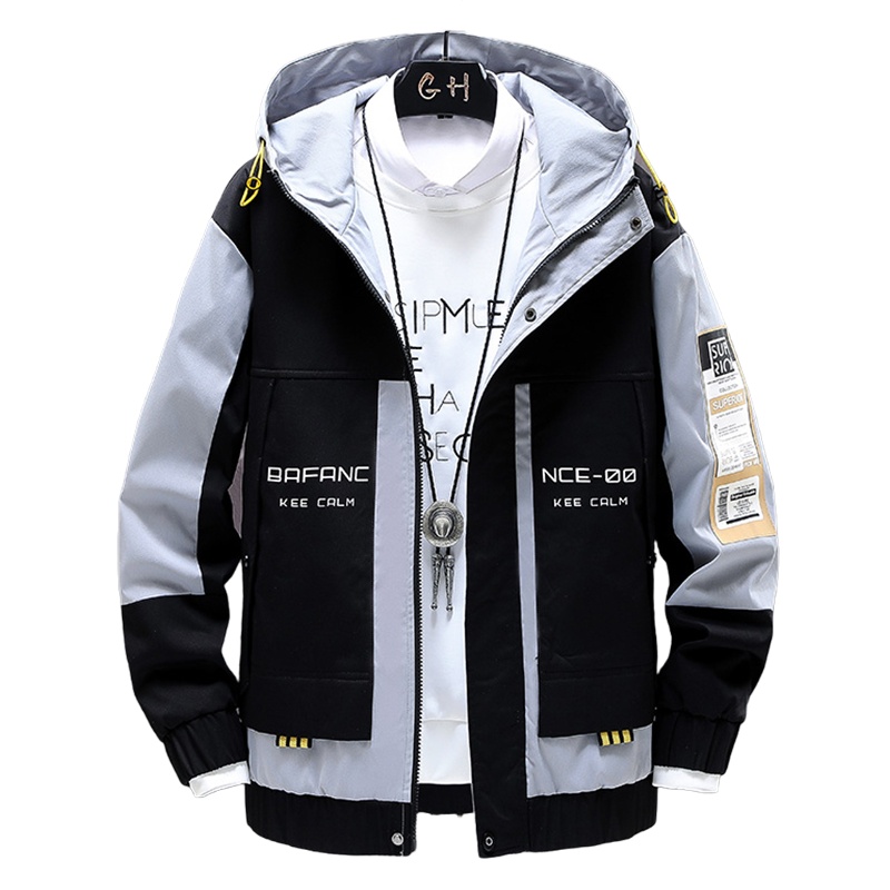 茜靓,CHYLLIRN连帽夹克男外套男韩版潮流机能风运动休闲春秋季学生工装上衣男