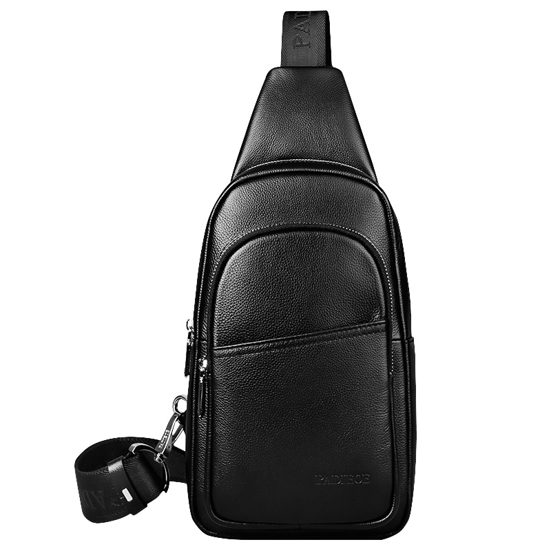 【顺丰配送】padieoe帕迪欧胸包男士包包2017新款潮腰包男单肩包背斜挎真皮多功能休闲