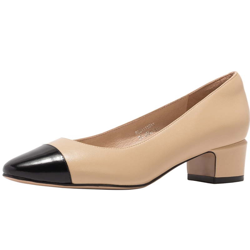 St&Sat/星期六春季新款简约圆头中跟浅口单鞋女鞋SS01111031