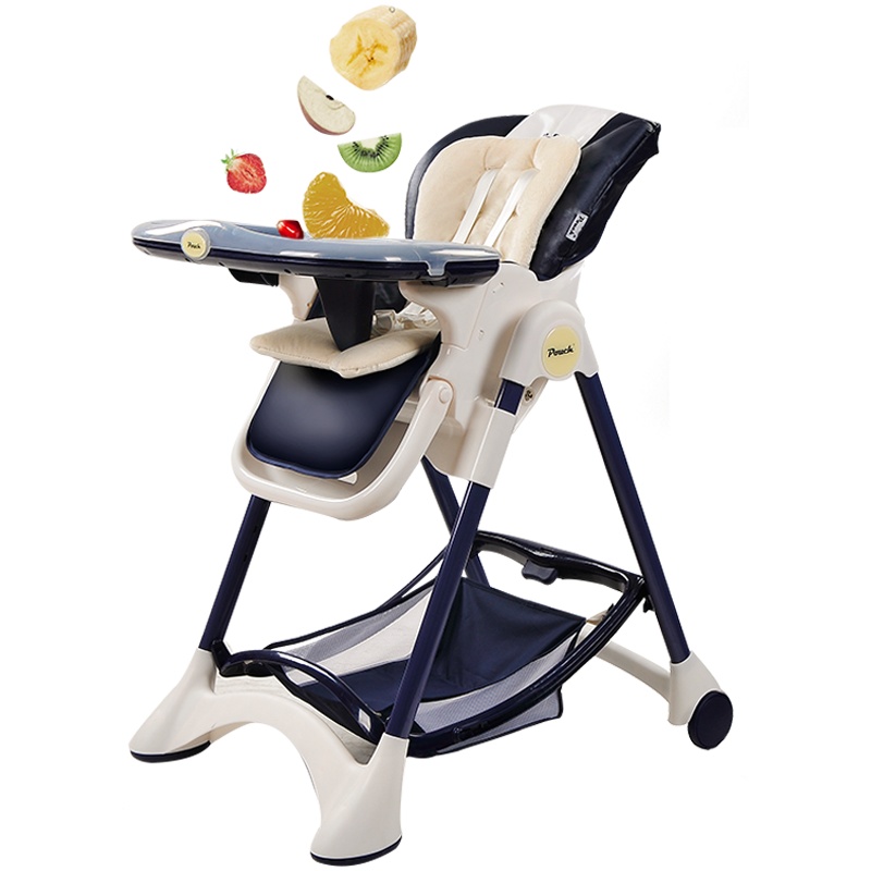 Pouch帛琦 儿童餐椅K05时尚豪华多功能可平躺可折叠0-3岁宝宝椅人性化多档位单手调节婴儿餐椅
