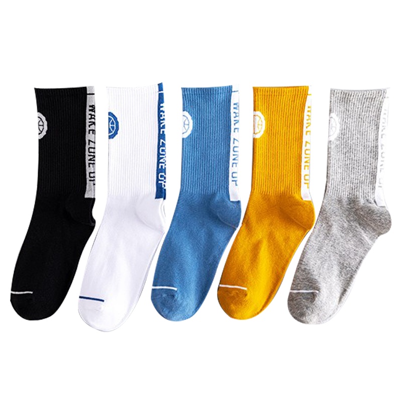 猫人男士袜子冬季中筒袜潮袜长筒篮球袜吸汗ins潮运动长袜5双装