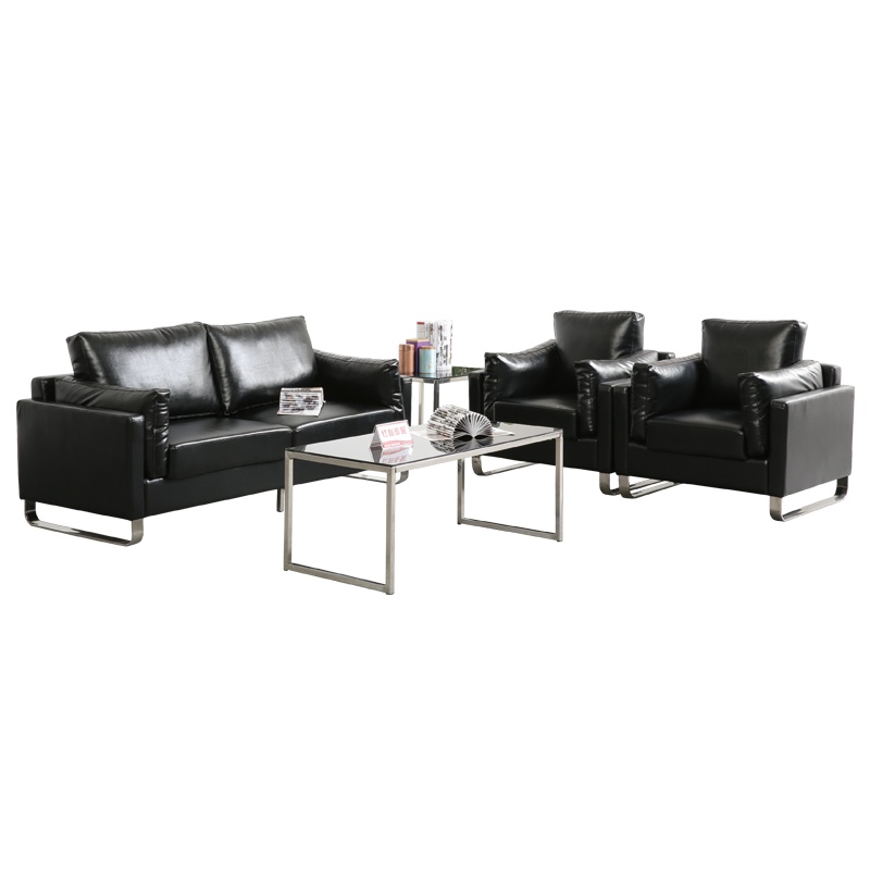 [红心家居]现代简约沙发茶几组合皮艺沙发真皮三人位沙发