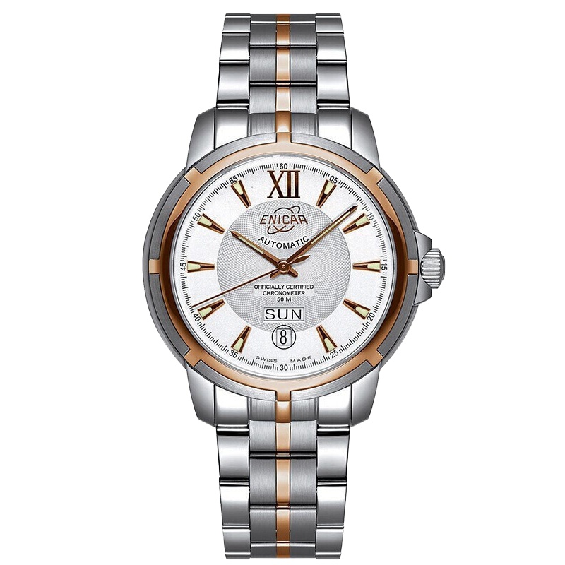 英纳格(ENICAR)天文台系列时尚简约休闲商务钢带自动机械男士手表3168/50/325GCH