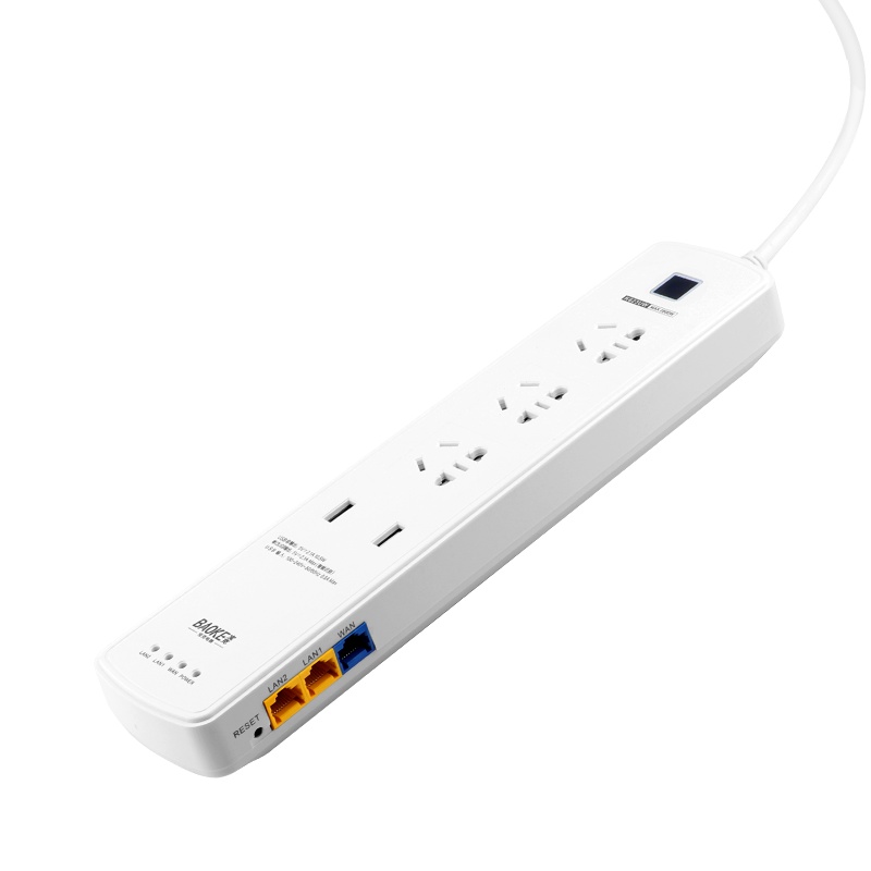 宝克(BAOKE)K623UW 插线板 新国标插座、路由器、USB三合一智能延长线插座3位组合总控开关 白色 1个