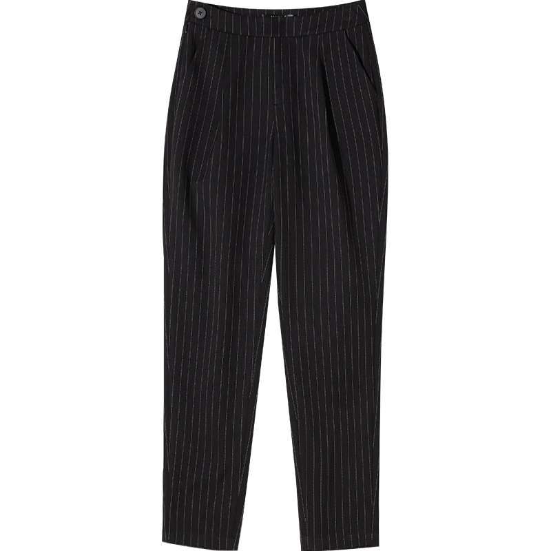 娅丽达女裤条纹西装裤2019秋季裤子女休闲宽松职业女士大码哈伦裤I3617