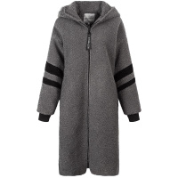 拉夏贝尔秋装新款韩版宽松时尚休闲显瘦中长款连帽外套女10013499