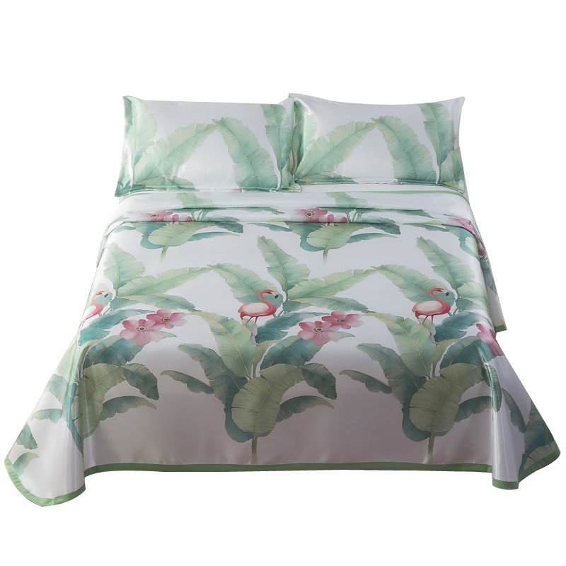 吉岳Giyou冰丝可水洗凉席套件 精美印花工艺 经典圆角设计 加宽包边设计 可折叠易储存凉席三件套