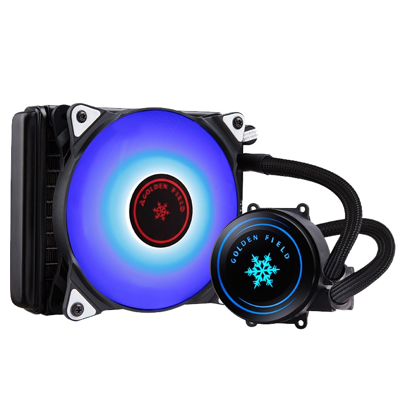 金河田雪影120G水冷散热器电脑台式机cpu一体式水冷套装静音风扇 黑色(多平台/LED蓝光风扇/劲音散热)